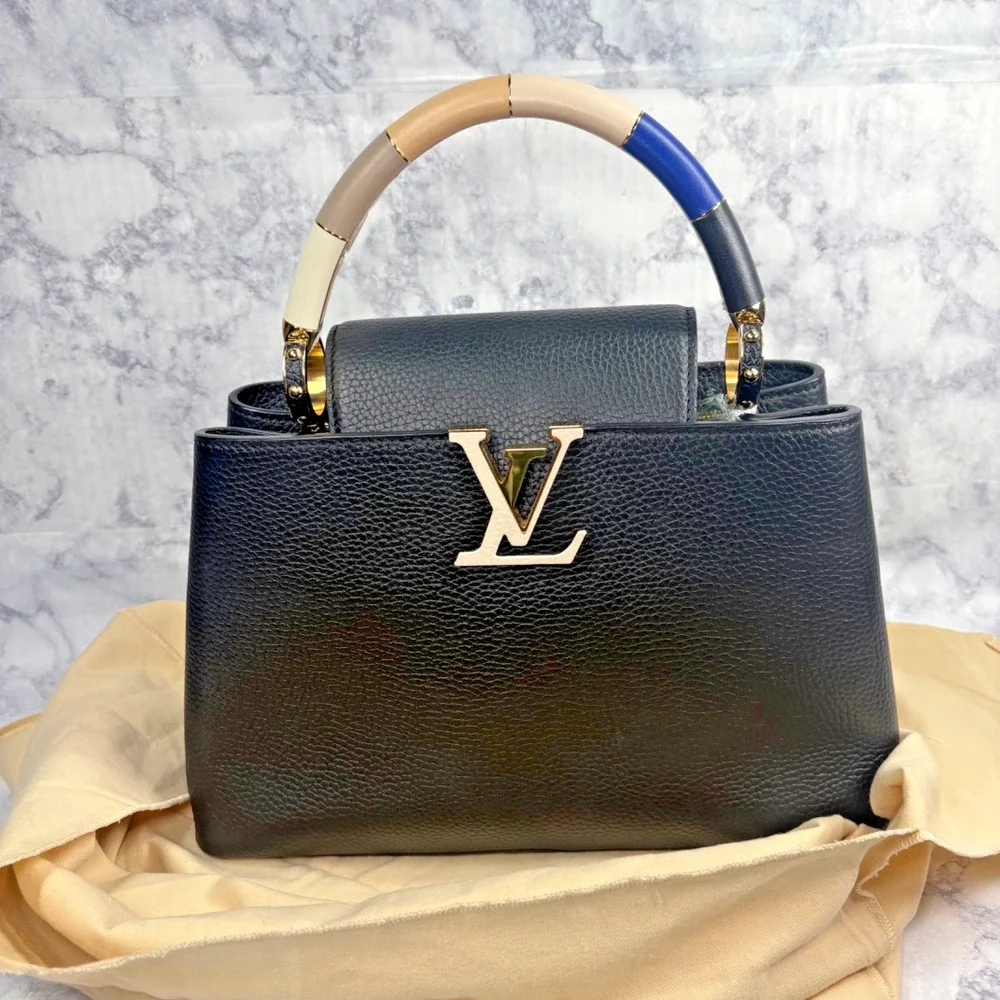LOUIS VUITTON Capucines MM Black Taurillon Leather Ltd Edition Handle COA Dusty